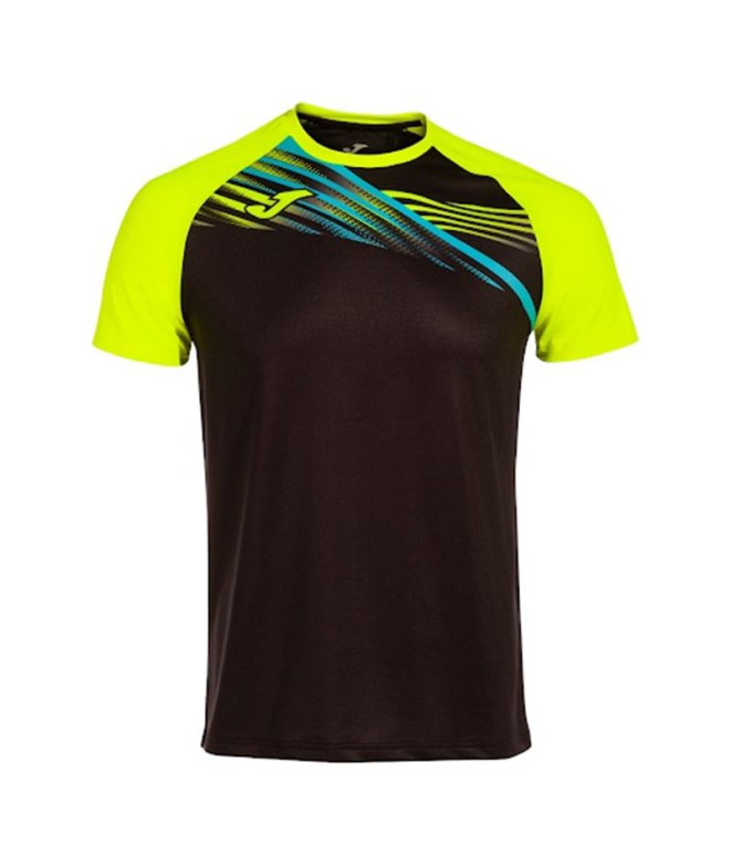 Camiseta de Running Joma Manga Corta Elite X Hombre/Niño Negro Amarillo Flúor