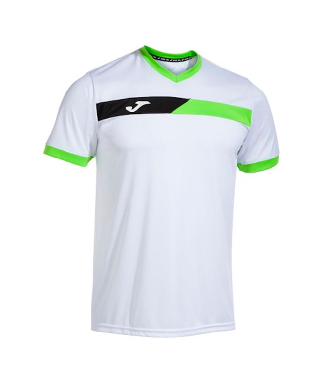 Camiseta de Pádel Joma Manga Corta Court Hombre/Niño Blanco Verde Flúor Negro