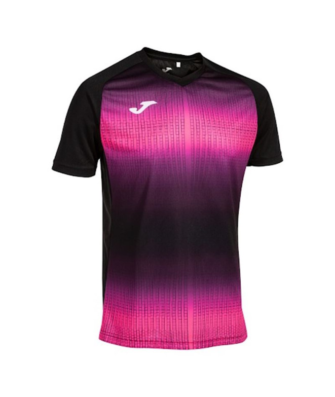 Camiseta de Fútbol Joma Manga Corta Tiger V Hombre/Niño Negro Rosa Flúor