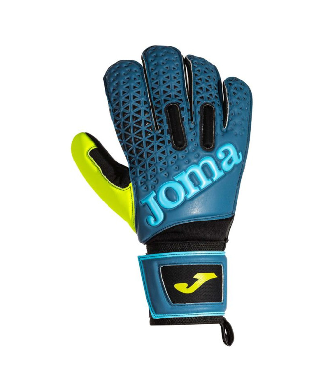 Football Joma Unisexe Gants de gardien de but Premier Bleu Noir Noir Jaune Fluorine