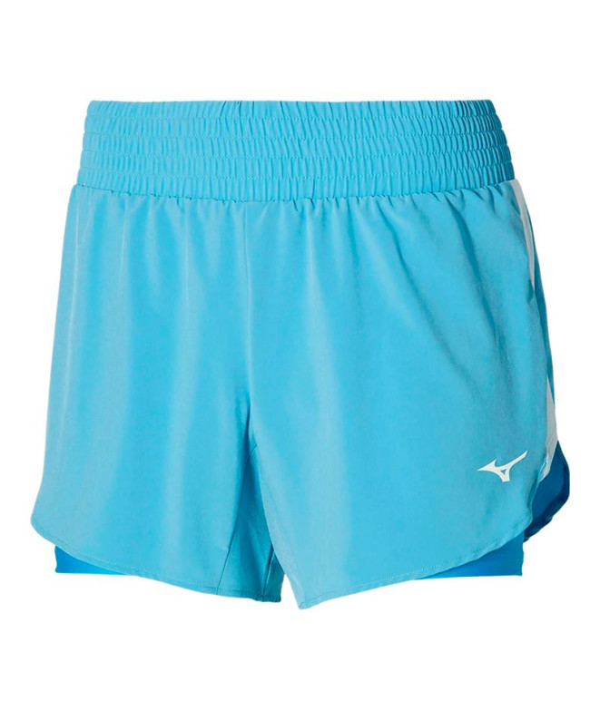 Calça Running Mizuno Mulher Curto de 2In1 4.5 Azul Pastel