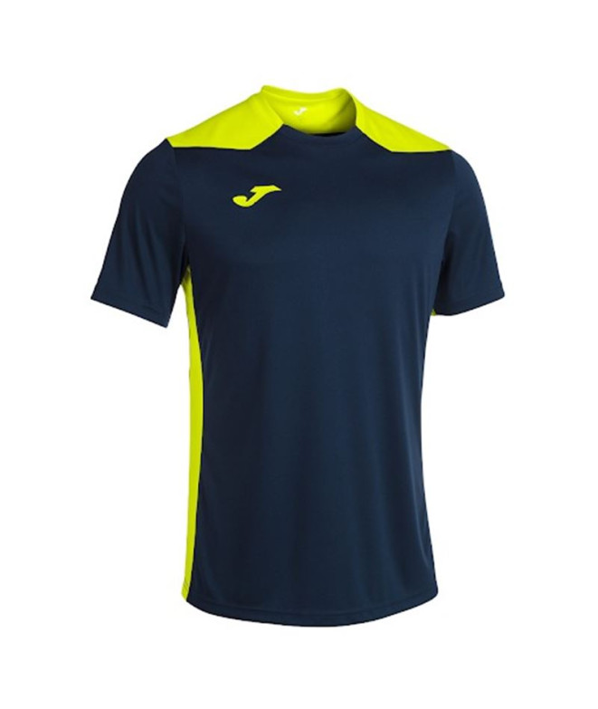 T-shirt Football Joma HommeEnfant de Championship VI Short Sleeve / Navy Yellow Fluorescent Yellow