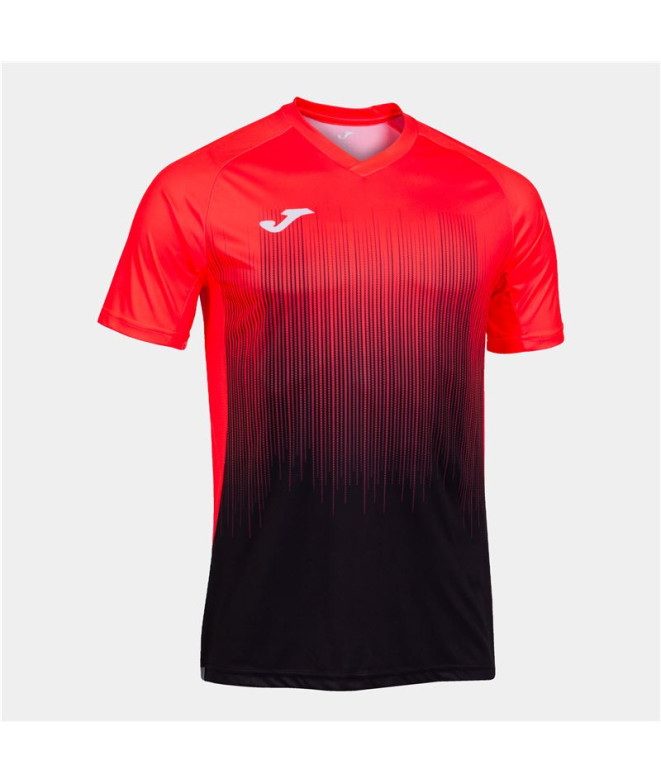 Camiseta Manga Corta Joma Tiger IV Hombre Negro Coral Flúor