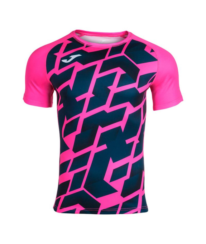 Camiseta De Rugby Manga Corta Myskin III Rosa Flúor Marino