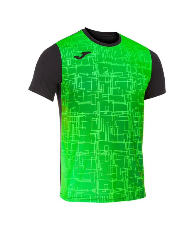 Camiseta Manga Corta De Running Elite VIII Hombre Negro Verde Fluor