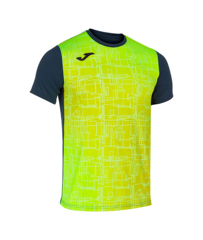 Camiseta Manga Corta De Running Elite VIII Hombre Marino Amarillo Flúor