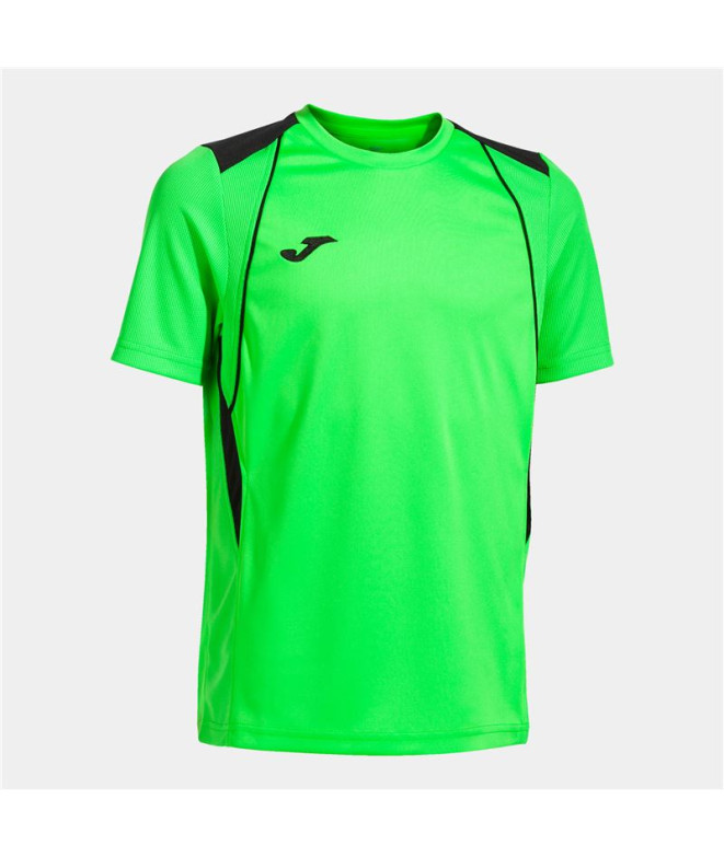 T-shirt Joma HommeEnfant Manches courtes Championnat VII / Vert fluo Noir