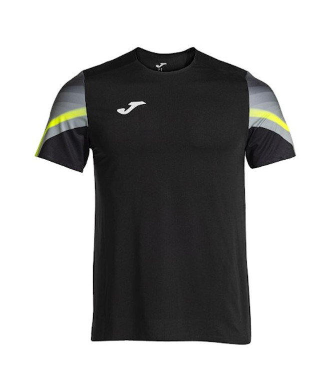 Camiseta de Running Joma Elite XI Manga Corta Hombre Negro Amarillo Flúor