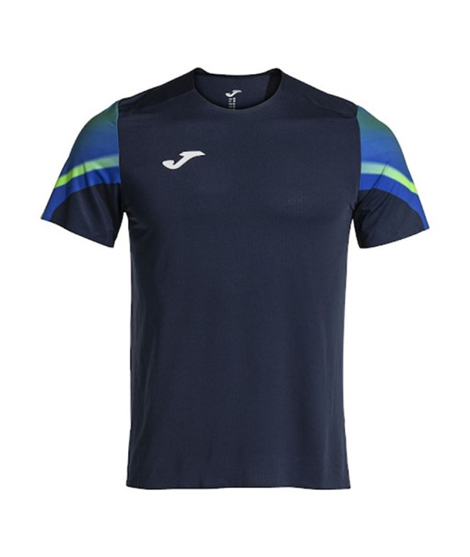 Camiseta de Running Joma Elite XI Manga Corta Hombre Marino Verde Flúor