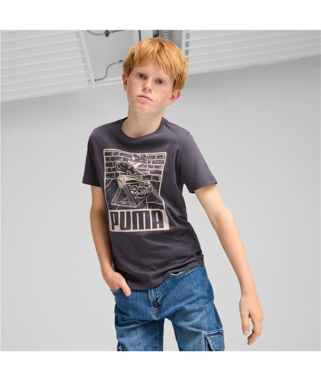 Camiseta Puma Ess+ Mid 90S Graphic Niño Gris