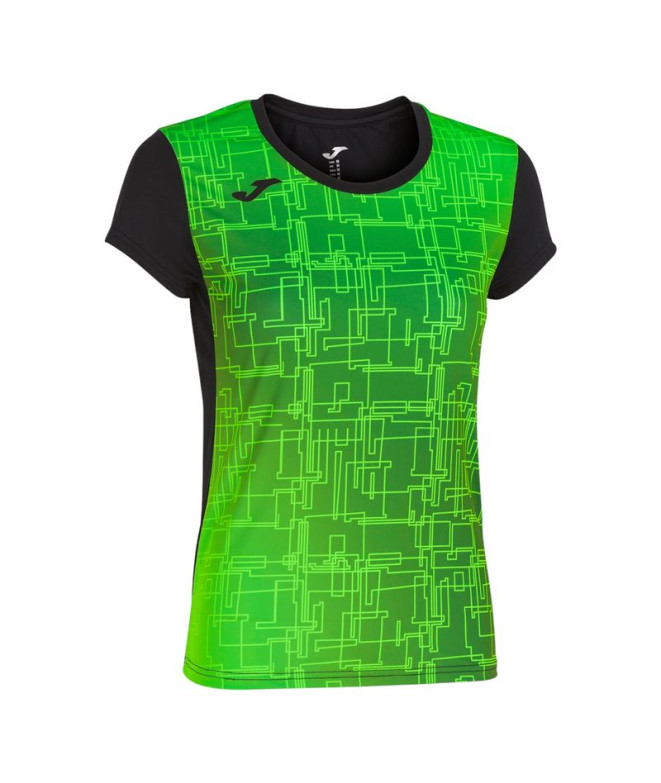 Camiseta Manga Corta Joma Elite VIII Mujer/Niña Negro Verde Flúor