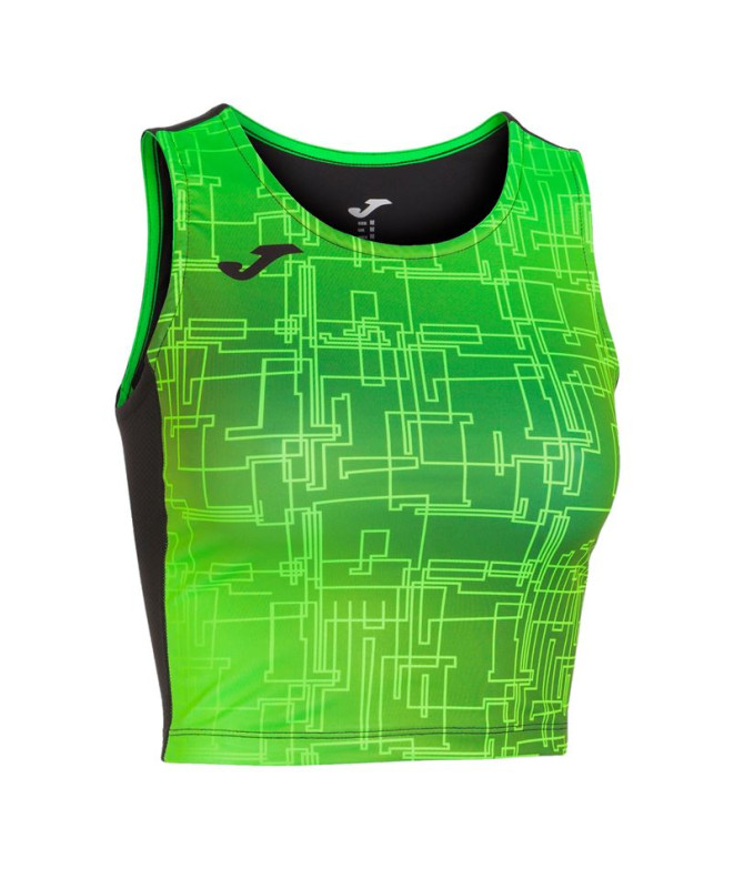 Top Running Joma Elite VIII Mujer Negro Verde Flúor