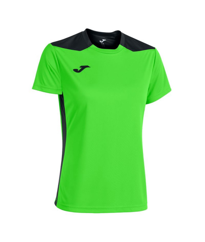 Camiseta Joma Mulher Campeonato de manga curta VI Fluor Verde Preto