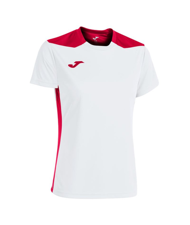 Camiseta Joma Mulher Campeonato de manga curta VI Branco Vermelho