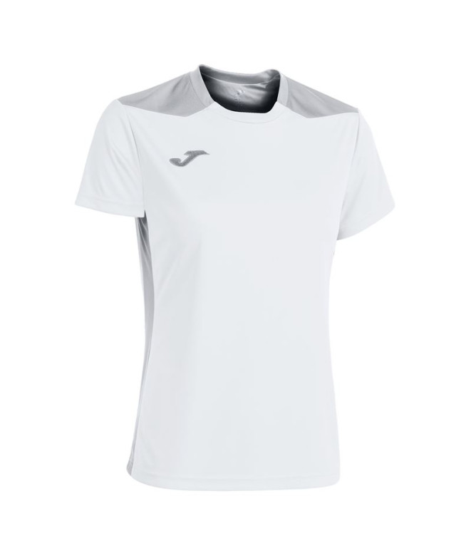 Camiseta Joma Mulher Campeonato de manga curta VI Branco Cinzento