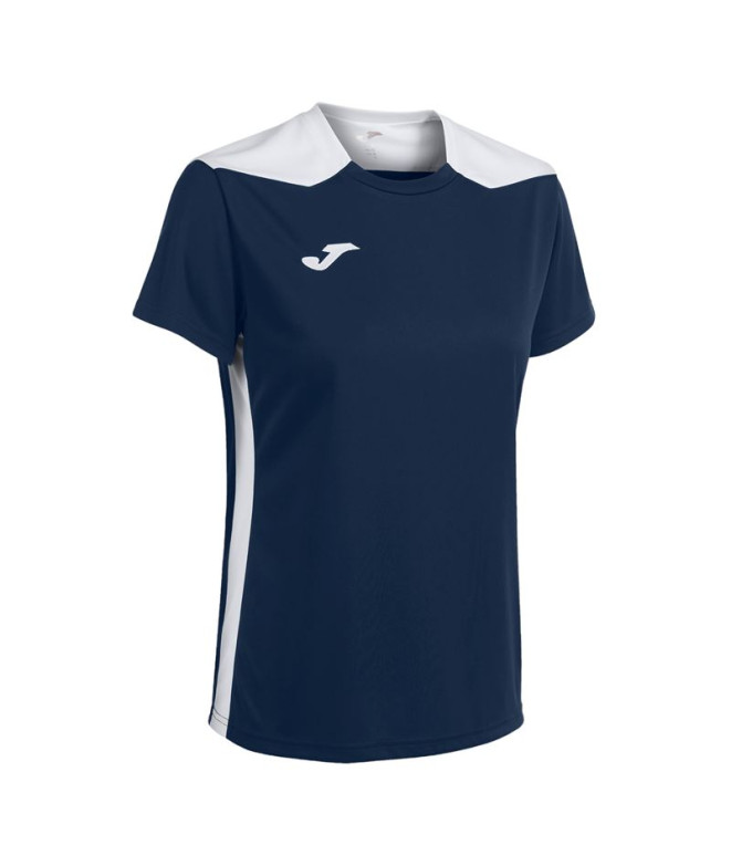 Camiseta Joma Mulher Campeonato de manga curta VI Marinho Branco