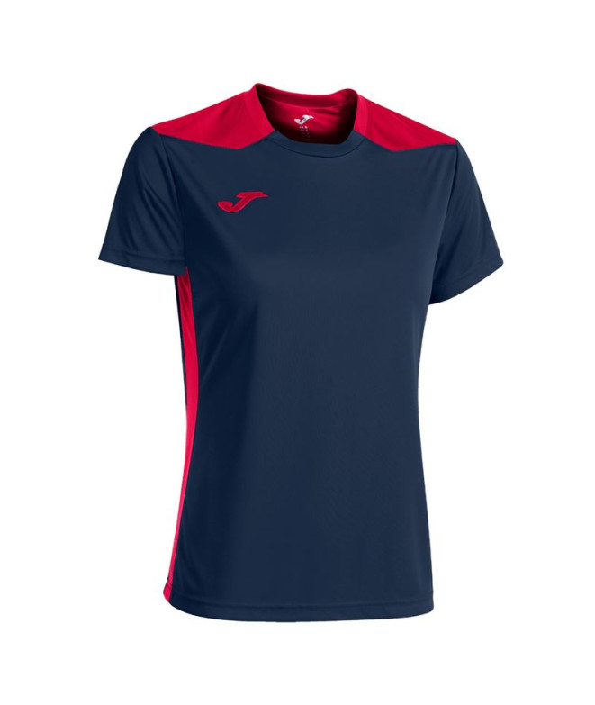 Camiseta Manga Corta Joma Championship VI Mujer Marino Rojo