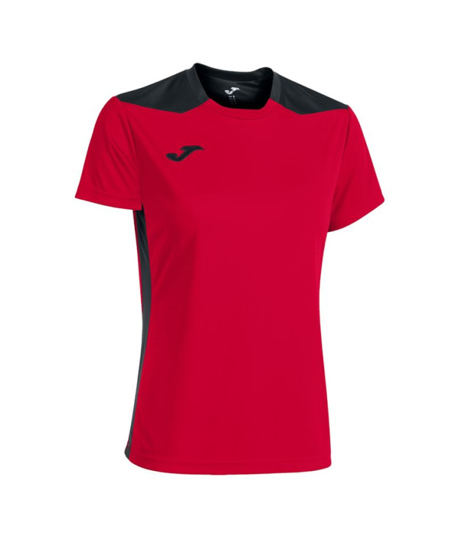 Camiseta Joma Mulher Campeonato de manga curta VI Vermelho Preto