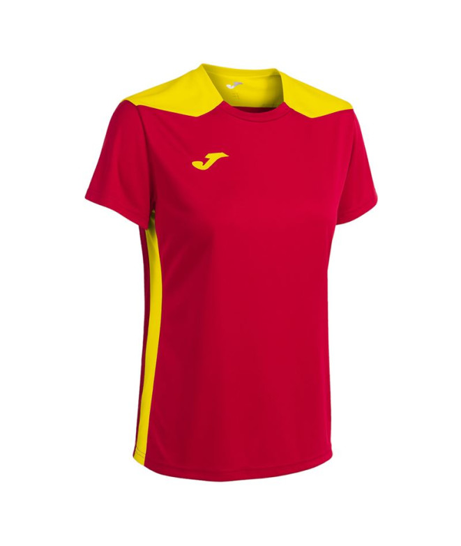 Camiseta Joma Mulher Campeonato de manga curta VI Vermelho Amarelo