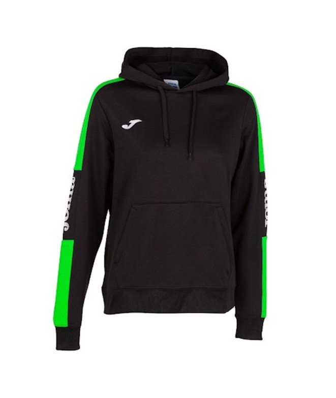 Moletom Joma Mulher Campeonato IV com capuz Preto Fluor Verde