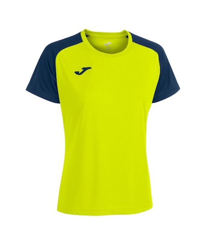 Camiseta de Fútbol Joma Academy IV Manga Corta Mujer Amarillo Flúor Marino