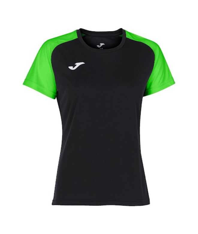 Camiseta de Fútbol Joma Academy IV Manga Corta Mujer Negro Verde Flúor