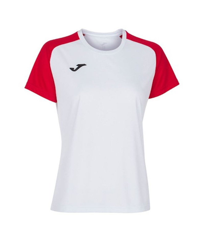 Camiseta de Fútbol Joma Academy IV Manga Corta Mujer Blanco Rojo