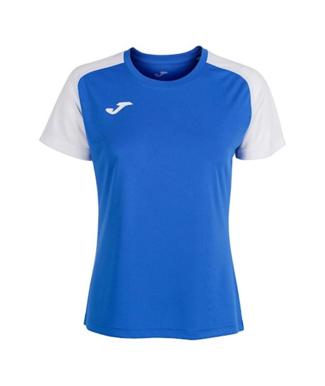 Camiseta de Fútbol Joma Academy IV Manga Corta Mujer Royal Blanco