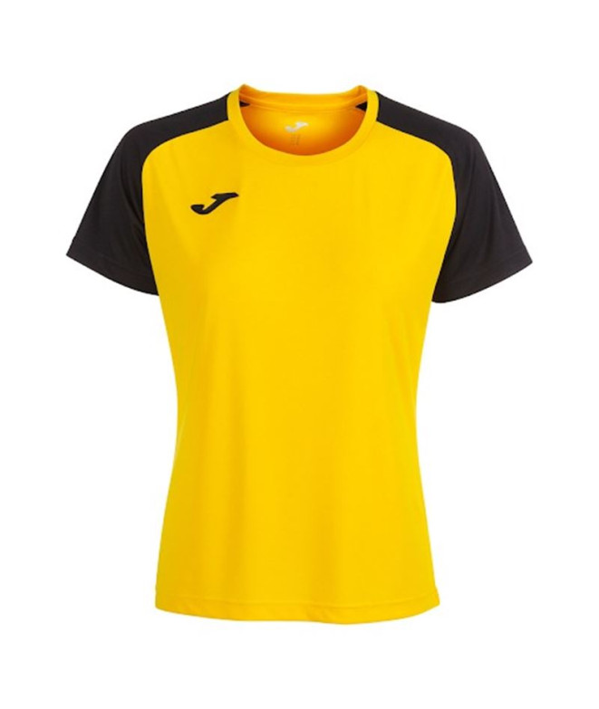 Camiseta de Fútbol Joma Academy IV Manga Corta Mujer Amarillo Negro