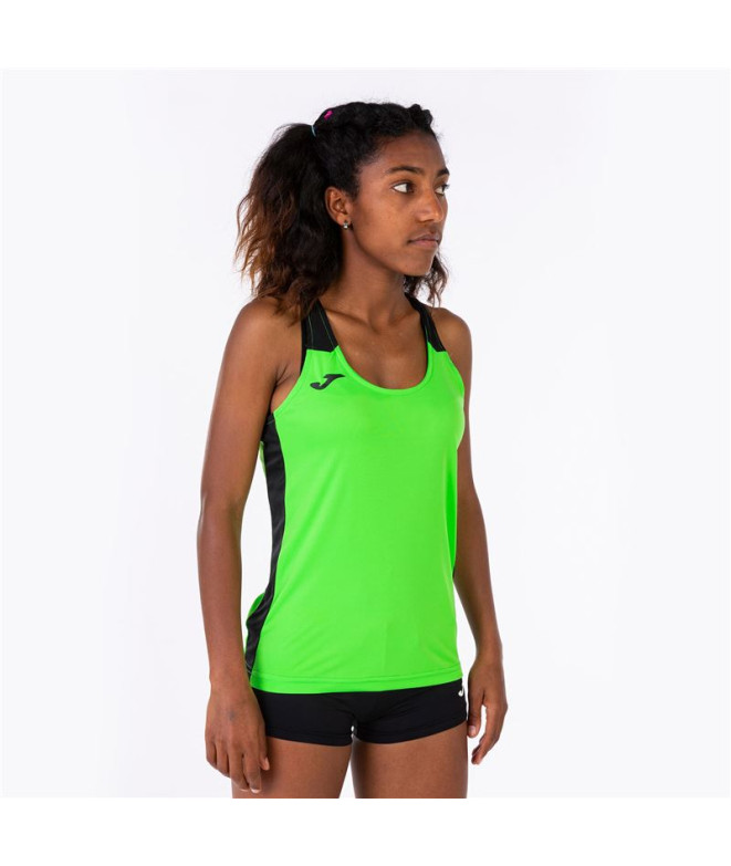 Camiseta de Running Joma Record II Tirantes Mujer Verde Fluor Negro