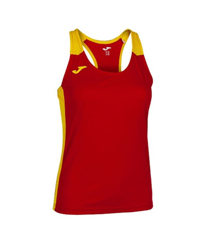 Camiseta Running Joma Mulher braçadeiras Record II Vermelho Amarelo