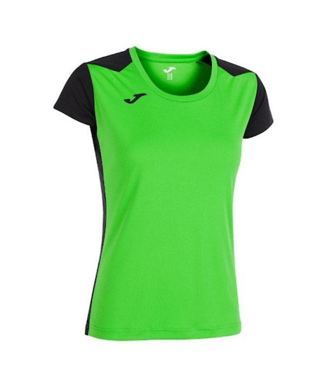 Camiseta de Running Joma Record II Manga Corta Mujer Verde Flúor Negro