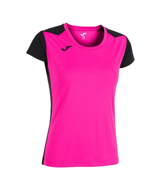 Camiseta Running Joma Mulher by Record II Manga curta Fluor Pink Preto