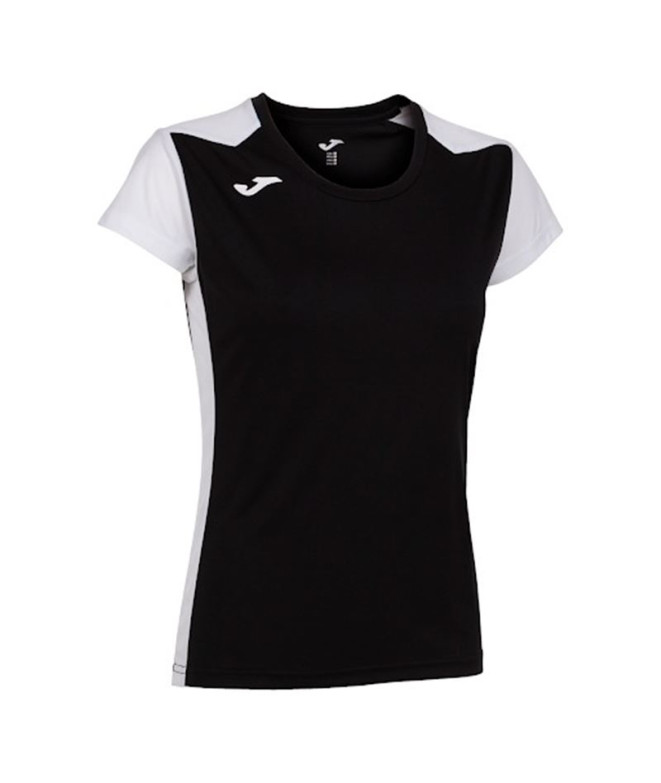 Camiseta Running Joma Mulher from Record II Manga curta Preto Branco