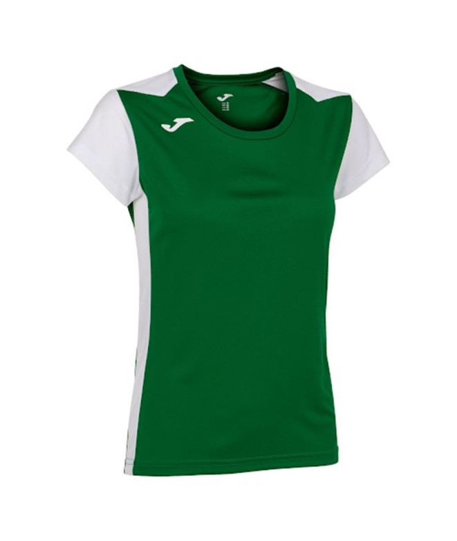 Camiseta de Running Joma Record II Manga Corta Mujer Verde Blanco