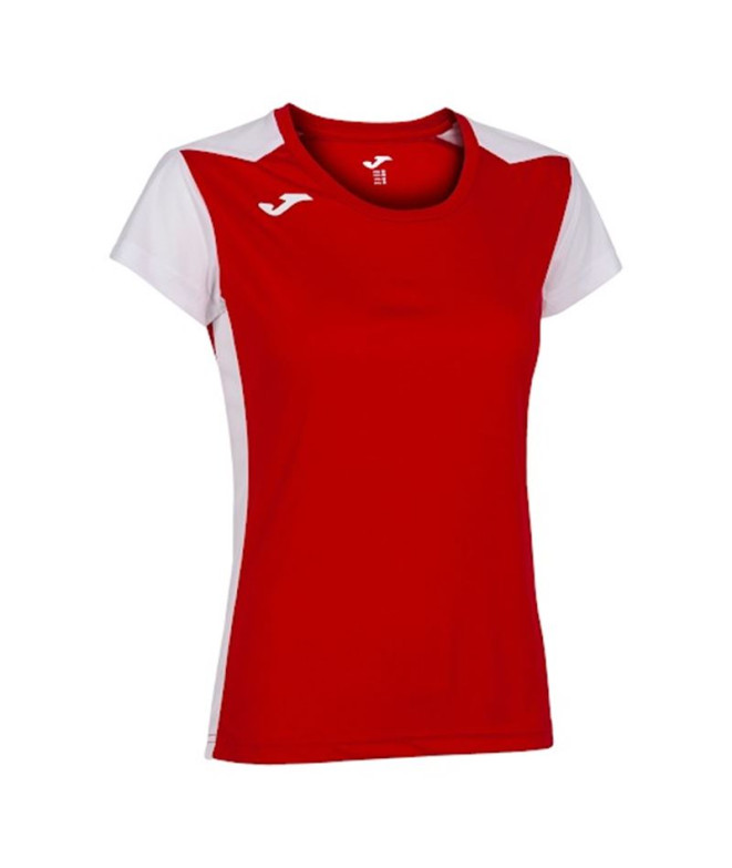 Camiseta Running Joma Mulher from Record II Manga curta Vermelho Branco