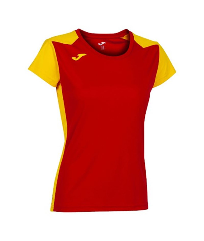 Camiseta de Running Joma Record II Manga Corta Mujer Rojo Amarillo