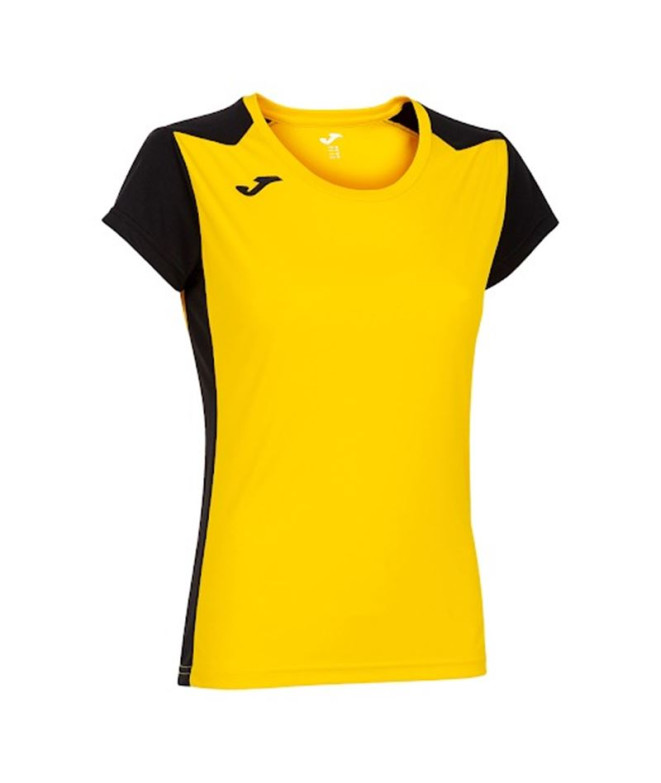 Camiseta Running Joma Mulher from Record II Manga curta Amarelo Preto