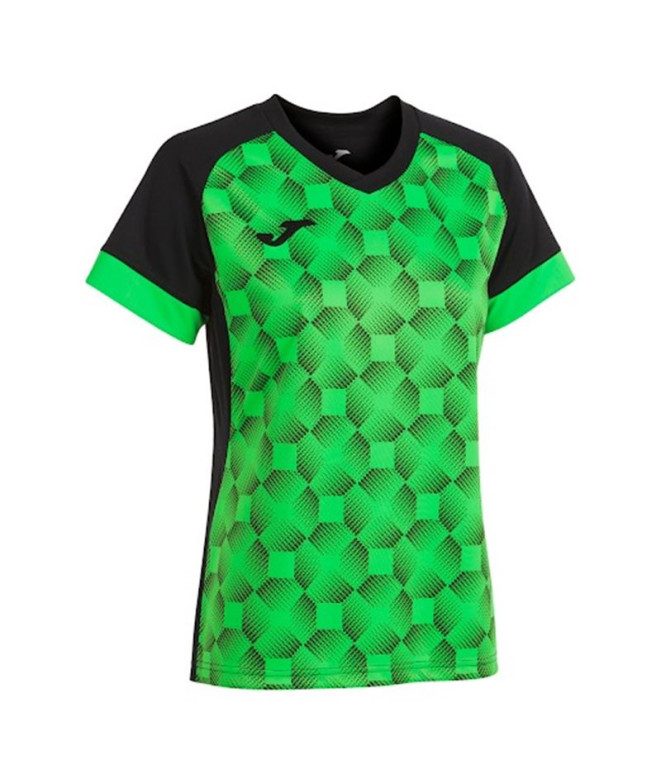 Camiseta Joma Supernova III Manga Corta Mujer/Niña Negro Verde Flúor