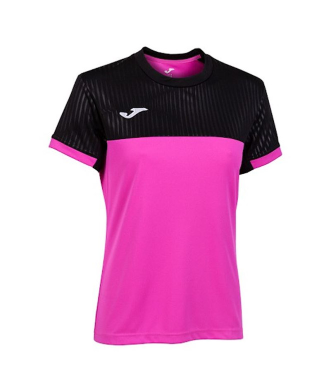 Camiseta Joma Montreal Manga Corta Mujer Rosa Flúor Negro