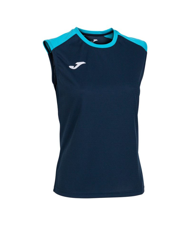 Camiseta Joma Mulher Braçadeiras Eco Championship Marinha Turquesa Flúor