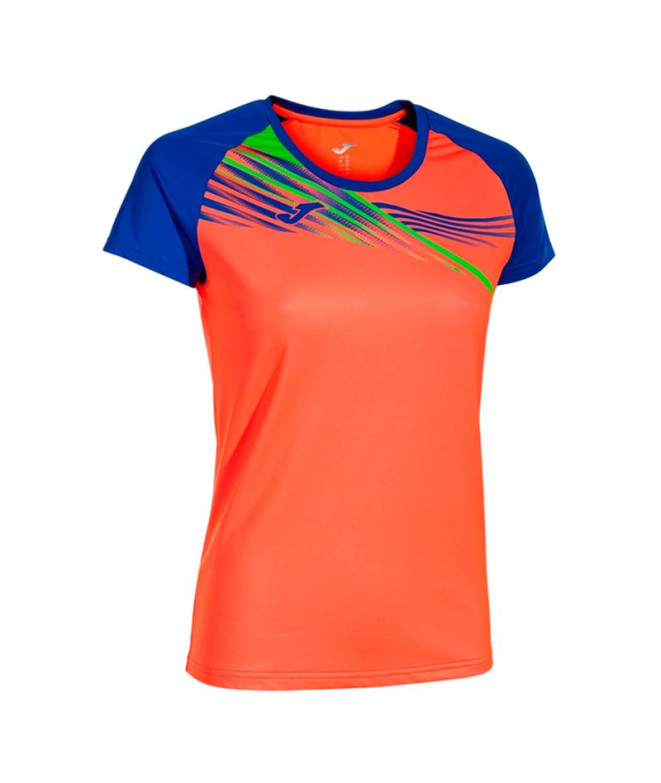 T-shirt Running Joma by Short Sleeve Elite X Coral Fluor Royal Fille