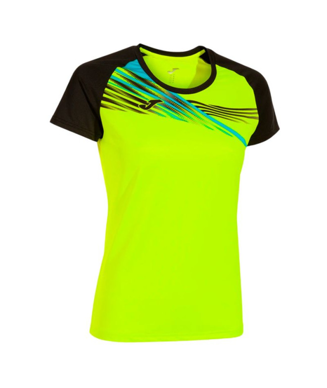 Camiseta Running Joma de Manga curta Elite X Amarelo Fluor Preto Menina