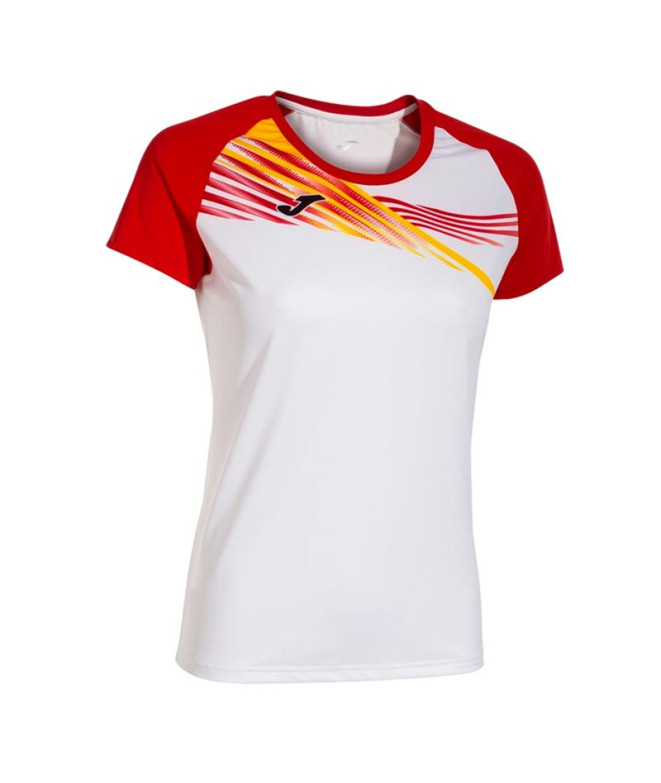 Camiseta Running Joma de Manga curta Elite X Branco Vermelho Menina