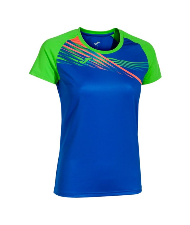 Camiseta Running Joma manga curta Elite X Verde Royal Verde flúor Menina