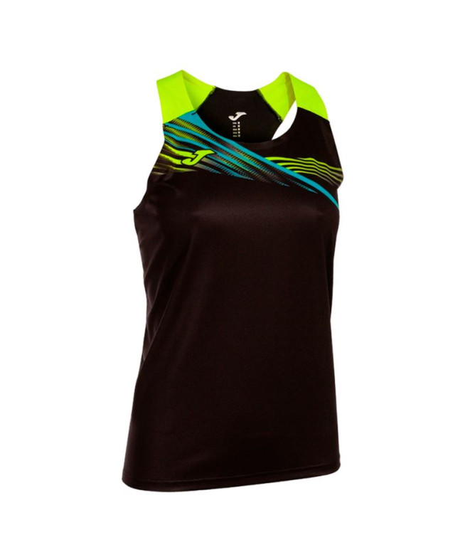 Camiseta Running Joma by Elite X Preto Preto Fluor Amarelo Suspensórios Menina