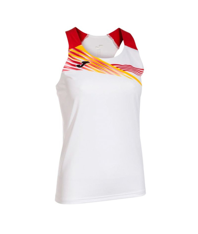 Camiseta Running Joma por Elite X White White Red Braces Menina