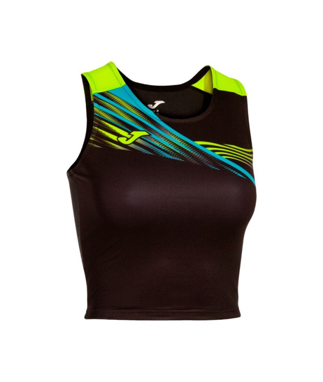 Top de Running Joma Elite X Negro Amarillo Fluor Niña