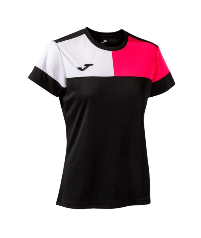 Camiseta Futebol Joma de Manga curta Crew V Preto Rosa Branco Menina