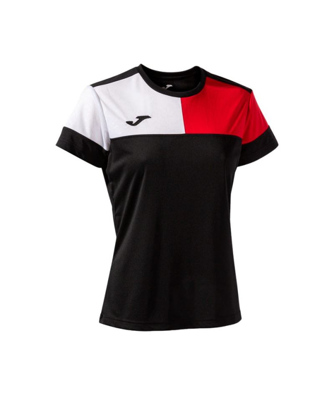 T-shirt Football Joma de Short Sleeve Crew V Black Red White Fille